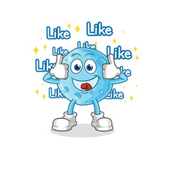 Obraz premium blue moon give lots of likes. cartoon vector