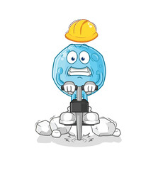 blue moon drill the ground cartoon character vector