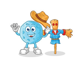 blue moon with scarecrows cartoon character vector