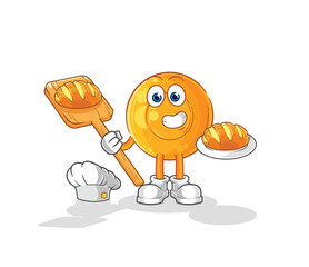 throat lozenges baker with bread. cartoon mascot vector
