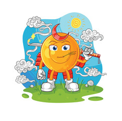 Fototapeta premium throat lozenges samurai cartoon. cartoon mascot vector