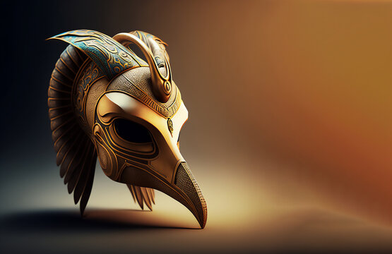 Mask of Egypt deity isolated display background mockup copy space 3D render style generative AI digital illustration 