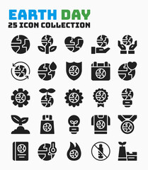 Collection of Ecology for Earth Day Event Icons. Pixel Perfect Icon with Glyph Style.