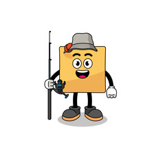 Mascot Illustration of sticky note fisherman