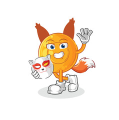 throat lozenges japanese fox character. cartoon mascot