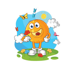 throat lozenges pick flowers in spring. character vector