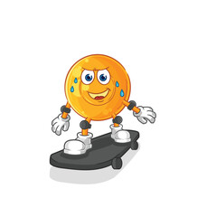 throat lozenges riding skateboard cartoon character vector