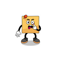 Character Illustration of sticky note with tongue sticking out