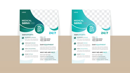 Medical services a4 flyer template Medical brochure leaflets vector for hospitals or clinic