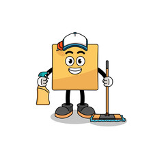 Character mascot of sticky note as a cleaning services