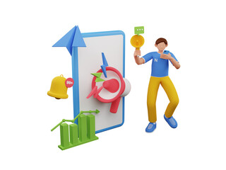 Mobile marketing 3d Illustration