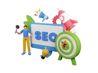 SEO marketing 3d Illustration