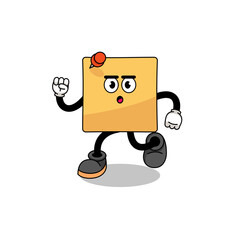 running sticky note mascot illustration