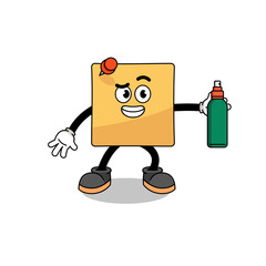 sticky note illustration cartoon holding mosquito repellent