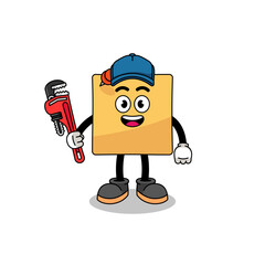 sticky note illustration cartoon as a plumber