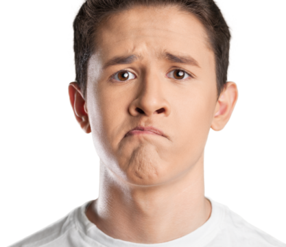 portrait of young face  sad man