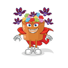 flowers in pot Dracula illustration. character vector