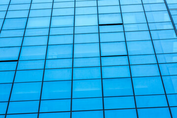 Abstract building. blue glass wall of skyscraper.