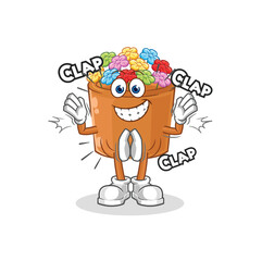 flowers in pot applause illustration. character vector