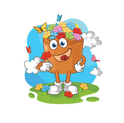 flowers in pot pick flowers in spring. character vector