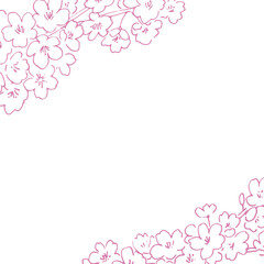 桜の線画イラスト。春の桜ベクター背景イラスト。満開の桜の線画。Line drawing illustration of cherry blossoms. Spring cherry blossom vector background illustration. Line drawing of cherry blossoms in full bloom.