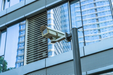 CCTV camera front of office building.