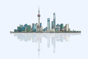 shanghai cityscape and skyline with white background,china.