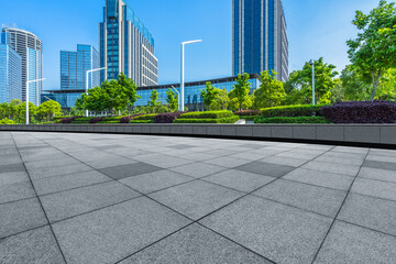 modern buildings and empty pavement in china.