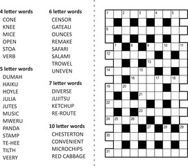 Crossword puzzle game: fill in the blanks with the words (from CONE to RED CABBAGE) provided
