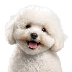 young poodle head portrait, happy dog, isolated background. Generative Ai - obrazy, fototapety, plakaty