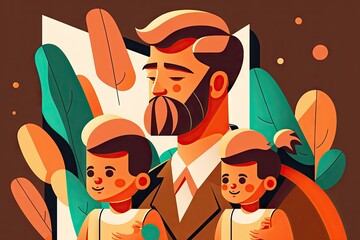 silhouette of a family, fatherhood - Generative AI
