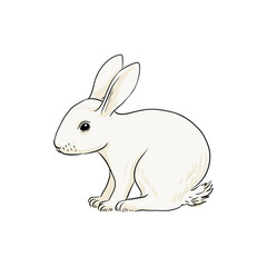 vector drawing sketch of animal, hand drawn white rabbit, isolated nature design element