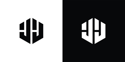 Letter J J Polygon, Hexagonal Minimal Logo Design On Black And White Background