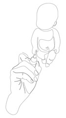 One continuous line of a baby drawn by with felt tip pen. Thin Line Illustration vector concept. Contour Drawing Creative ideas.