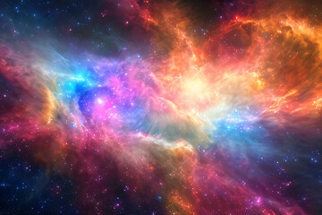 Fototapeta na wymiar A breathtaking view of the majestic space with its galaxies and nebulae. A stunning arrangement of shapes and colors. Mystery, Mystery, Mystery concept created with generative AI.