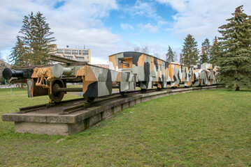 The Armored train Hurban. World War II. Slovak National Uprising. Zvolen. Slovakia.