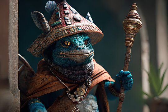 depiction of lizardman priest