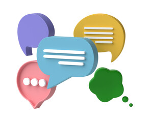 3D Speech bubble chat icon isolated on transparent background