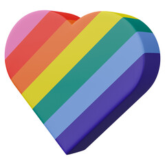 3D render, Pride LGBT on heart icon isolated on transparent background.