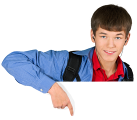 Portrait of handsome happy young man sitting with laptop with arms outstretched isolated on white