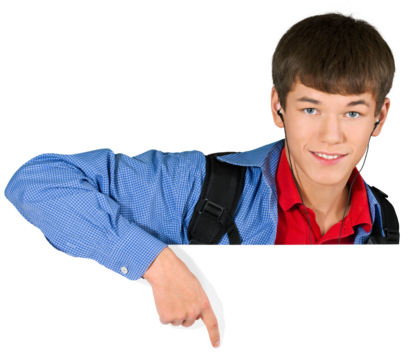 Portrait of handsome happy young man sitting with laptop with arms outstretched isolated on white