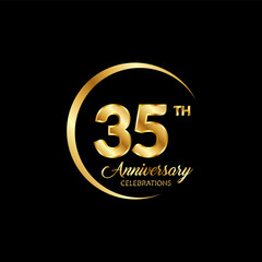 35 years anniversary. Anniversary template design concept with golden number , design for event, invitation card, greeting card, banner, poster, flyer, book cover and print. Vector Eps10