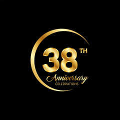 38 years anniversary. Anniversary template design concept with golden number , design for event, invitation card, greeting card, banner, poster, flyer, book cover and print. Vector Eps10