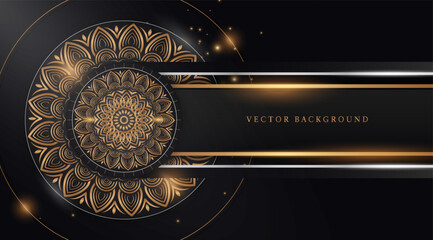 Abstract black and gold circle mandala background