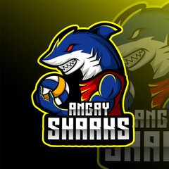 Angry Shark Volleyball Animal Team Badge