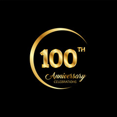 100 years anniversary. Anniversary template design concept with golden number , design for event, invitation card, greeting card, banner, poster, flyer, book cover and print. Vector Eps10