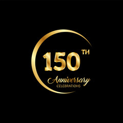 150 years anniversary. Anniversary template design concept with golden number , design for event, invitation card, greeting card, banner, poster, flyer, book cover and print. Vector Eps10