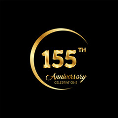 Fototapeta na wymiar 155 years anniversary. Anniversary template design concept with golden number , design for event, invitation card, greeting card, banner, poster, flyer, book cover and print. Vector Eps10