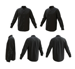 3d rendering black flannel shirt many sides perspective view