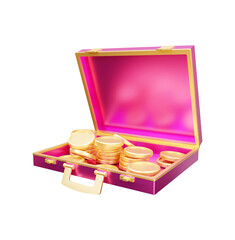 Briefcase money 3d rendering illustration